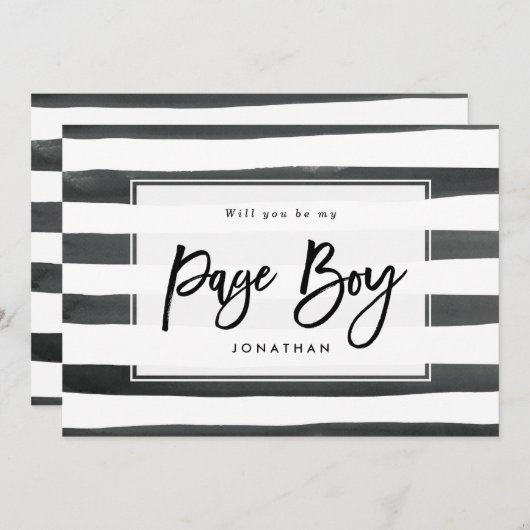 白黒私のページの男の子の提案カードです サンキューカード (正面/裏面)