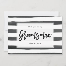 白黒私の花婿の付添人の提案カードです サンキューカード