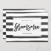 白黒私の花婿の付添人の提案カードです サンキューカード (正面/裏面)