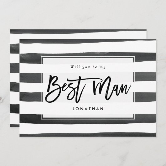 白黒私の花婿介添人の提案カードです サンキューカード (正面/裏面)