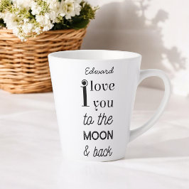 白黒私は月に愛するタイポグラフィ カフェラテマグ