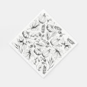 白黒秋パターン感謝祭パーティー スタンダードランチョンナプキン (角)