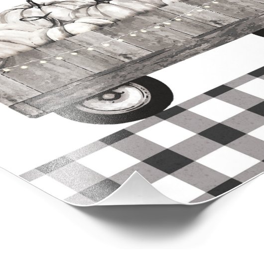 白黒秋ファームハウスパンプキンズウォールアート フォトプリント            (角)