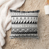 白黒種族パターン クッション (ブランケット)