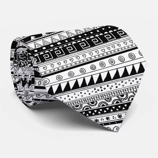 白黒種族パターン ネクタイ (ロール)