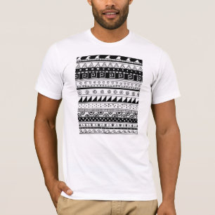 白黒種族パターン Tシャツ