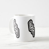 白黒稲妻ボルトモノグラム形状 コーヒーマグカップ (正面左)