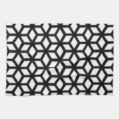 白黒立方体パターン キッチンタオル (横)