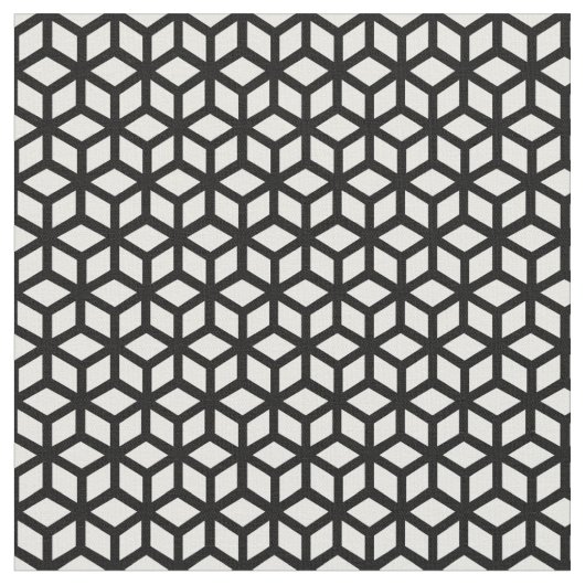 白黒立方体パターン ファブリック (クローズアップ)