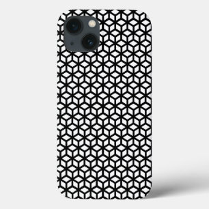 白黒立方体パターン iPhone 13ケース