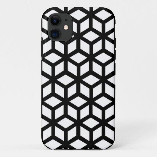 白黒立方体パターン Case-Mate iPhoneケース (裏面)