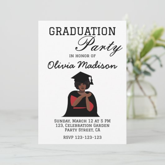 白黒笑顔の卒業式パーティー 招待状 (スタンド正面)