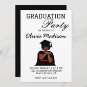 白黒笑顔の卒業式パーティー 招待状 (正面/裏面)