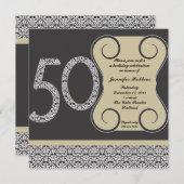 白黒第50誕生日の招待状 招待状 (正面/裏面)