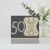白黒第50誕生日の招待状 招待状 (スタンド正面)