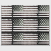 白黒米国旗 ラッピングペーパー (フラット)