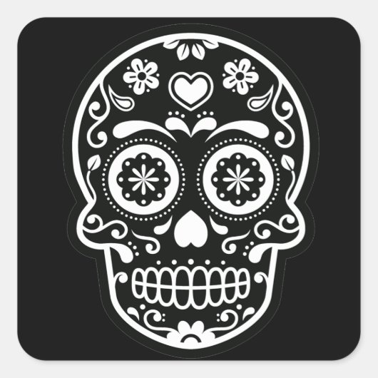 白黒糖スカルハート スクエアシール (正面)