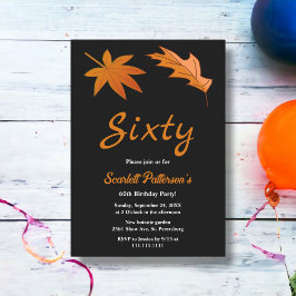 白黒紅葉秋60誕生日 招待状