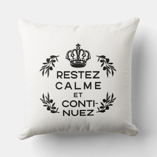 白黒紋章フランスのKeep Calm and Carry On クッション (裏面)