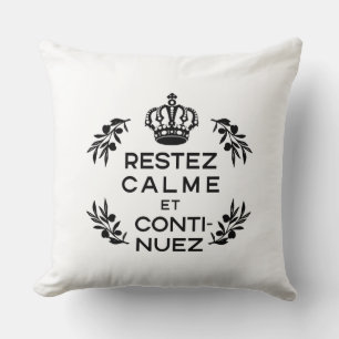 白黒紋章フランスのKeep Calm and Carry On クッション