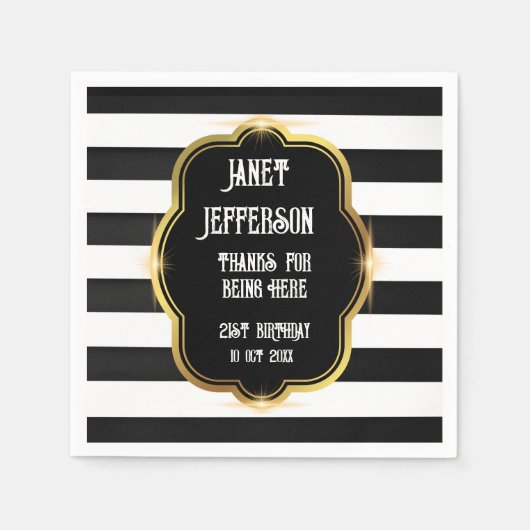 白黒紙ナプキン スタンダードカクテルナプキン (正面)