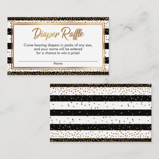 白黒紙吹雪おむつストライプラッフルカード エンクロージャーカード (正面/裏面)