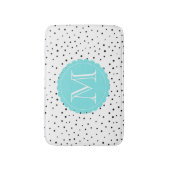 白黒紙吹雪ドットライトブルーモノグラム バスマット (正面縦)