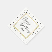 白黒紙吹雪ドット誕生日for Her スタンダードカクテルナプキン (角)