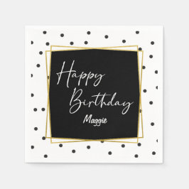 白黒紙吹雪ドット誕生日for Her スタンダードカクテルナプキン