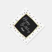 白黒紙吹雪ドット誕生日for Her スタンダードカクテルナプキン (角)