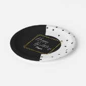 白黒紙吹雪ドット誕生日for Her ペーパープレート (アングル)