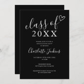 白黒級脚本ハート卒業パーティー 招待状 (正面/裏面)