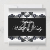 白黒素晴らしい40 40th誕生日パーティー 招待状 (正面)