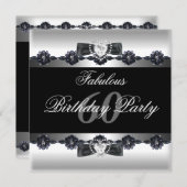 白黒素晴らしい60 60th誕生日パーティー 招待状 (正面/裏面)