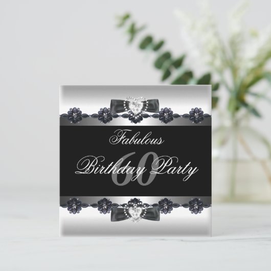 白黒素晴らしい60 60th誕生日パーティー 招待状 (スタンド正面)