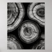 白黒素晴らしの木のリングや輪アートプリント ポスター (正面)