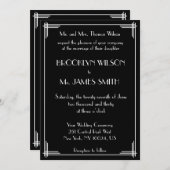 白黒素晴らしギャツビーアールデコ結婚式の招待 招待状 (正面/裏面)