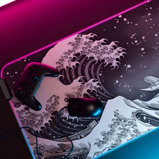 白黒素晴らし波 デスクマット