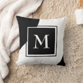 白黒素晴らし装飾用モノグラム クッション (ブランケット)