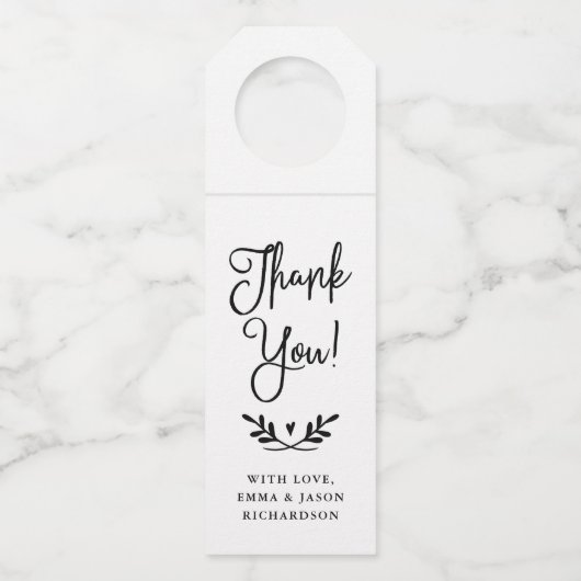 白黒素朴な原稿|は感謝していしています ボトルネックタグ (正面)