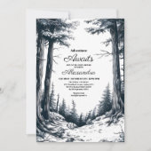 白黒素朴アドベンチャーマウンテンベビーシャワー 招待状 (正面)