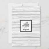 白黒素朴ウッドフローラ誕生日 招待状 (裏面)