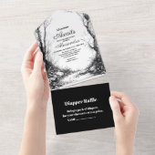 白黒素朴ウッドランドアドベンチャーベビーシャワー オールインワン招待状 (貼ってはがせる)