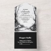 白黒素朴ウッドランドアドベンチャーベビーシャワー オールインワン招待状 (内側)