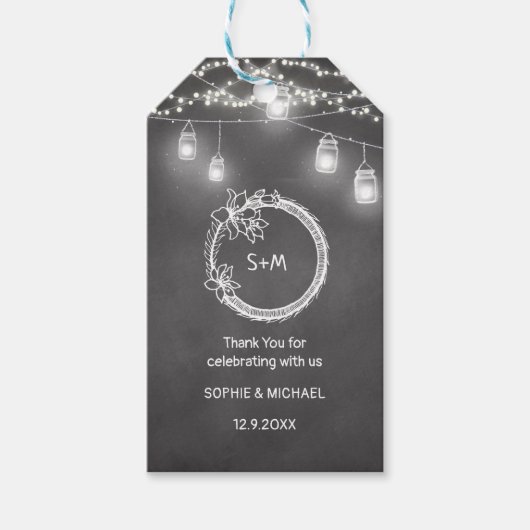 白黒素朴ス結婚・メイソン・ジャー ギフトタグ (正面)