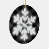 白黒素朴タータンチェック格子雪フレーク詳細 セラミックオーナメント (右)