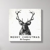 白黒素朴ディアクリスマスモノグラム キャンバスプリント (正面)