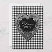 白黒素朴ハートクリスマスパーティー 招待状 (正面)