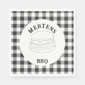 白黒素朴バッファローのプレイド スタンダードランチョンナプキン (正面)