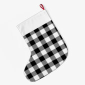 白黒素朴バッファローのプレイド ラージクリスマスストッキング (裏面 (吊り時))